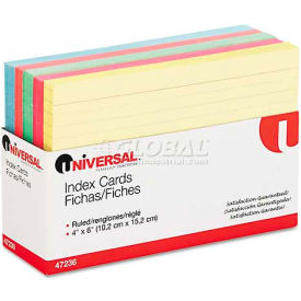 Universal Index Cards 4 x 6 Blue/Salmon/Green/Cherry/Canary 100/Pack
