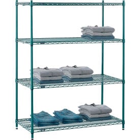 Nexel® 4 Shelf Poly-Green® Wire Shelving Unit Starter 48""W x 21""D x 63""H