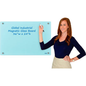 Global Industrial™ Magnetic Glass Dry Erase Board - 36 x 24 - Seafoam