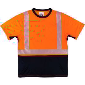Ergodyne GloWear 8283BK Lightweight Performance Hi-Vis T-Shirt Class 2 Black Bottom 4XL Orange