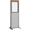 Interion® Deluxe Freestanding Office Partition Panel wi/Partial Window 24-1/4""W x 97-1/2 H Gray
