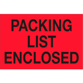 Paper Labels w/ ""Packing List Enclosed"" Print 2""L x 3""W Red & Black Roll of 500