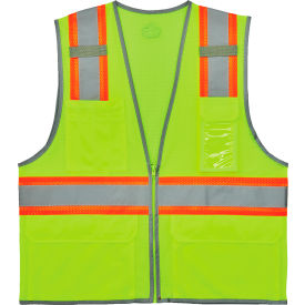 Ergodyne GloWear 8246Z-S Two-Tone Mesh Hi-Vis Safety Vest Class 2 Single Size 2XL Lime
