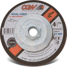 CGW Abrasives 35623 Depressed Center Wheel 4-1/2"" x 1/4"" x 5/8 - 11 Type 27 24 Grit Aluminium Oxide