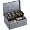Sparco  Steel Cash Box 15507 w/5 Compartment Tray Keyed Lock 11-13/32""W x 7-1/2""H x 3-13/32""H Gray