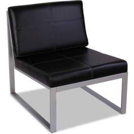 Reception Lounge Chair - Leather - 27""W x 31 1/8""D x 30""H - Black/Silver
