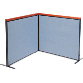 Interion® Deluxe Freestanding 2-Panel Corner Room Divider 48-1/4""W x 43-1/2""H Panels Blue