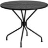 Flash Furniture Commercial Grade 35.25"" Round Black Indoor-Outdoor Steel Patio Table