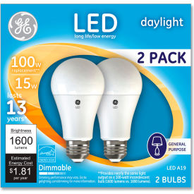 100W Led Bulbs 15 W A19 Daylight 2/Pack
