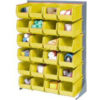 Global Industrial™ Singled Sided Louvered Bin Rack w/ 24(G) Yellow Bins 36""W x 15""D x 50""H