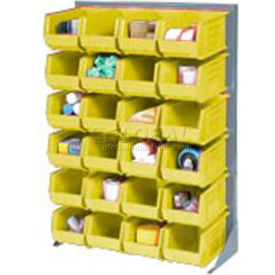 Global Industrial™ Singled Sided Louvered Bin Rack w/ 24(G) Yellow Bins 36""W x 15""D x 50""H