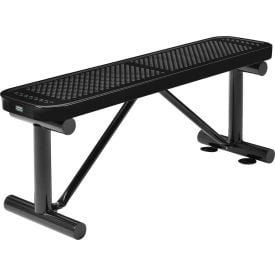 Global Industrial™ 4' Outdoor Steel Flat Bench Perforated Metal Black