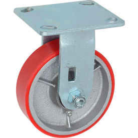 Global Industrial™ Heavy Duty Rigid Plate Caster 5"" Polyurethane Wheel 500 Lb. Capacity