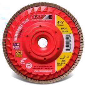 CGW Abrasives 30202 Trimmable Flap Discs with Built in Hub 4-1/2"" x 5/8-11"" 40 Grit Ceramic