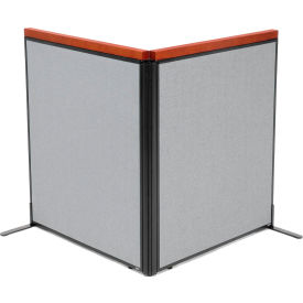 Interion® Deluxe Freestanding 2-Panel Corner Room Divider 36-1/4""W x 43-1/2""H Panels Gray