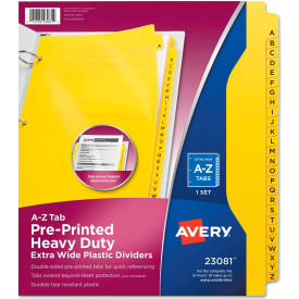 Avery® Preprinted Plastic Tab Dividers Side Tab Printed ""A-Z"" 9 x 11 Yellow