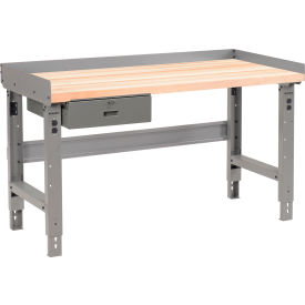 Global Industrial™ Workbench w/ Maple Square Edge Top & Drawer 72""W x 30""D Gray