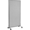 Interion® Mobile Office Partition Panel 36-1/4""W x 75""H Gray