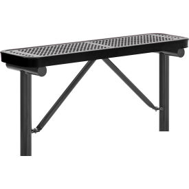 Global Industrial™ 4' Outdoor Steel Flat Bench Perforated Metal In Ground Mount Black