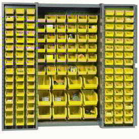 Global Industrial™ Bin Cabinet Deep Door - 144 Yellow Bins 16-Gauge Assembled Cabinet 38x24x72