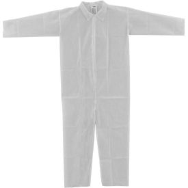 Global Industrial™ Disposable Polypropylene Coverall Open Wrists/Ankles White Large 25/Case