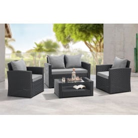Global Industrial™ 4-Piece Rattan Outdoor Patio Set, Black