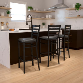 Flash Furniture Black Ladder Back Metal Restaurant Barstool - Vinyl - Black - Hercules Series