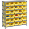 Global Industrial™ Steel Shelving with 30 4""H Plastic Shelf Bins Yellow 36x18x39-7 Shelves