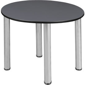 Regency Kee 30"" Round Multipurpose Breakroom Slim Table Grey/ Chrome