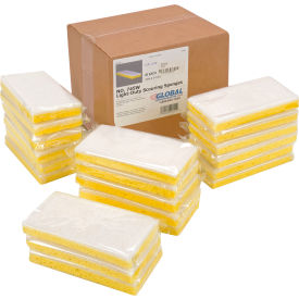 Global Industrial™ Light Duty Scrub Sponge Yellow/White 3.25"" x 6.25"" - Case of 20 Sponges