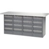 Global Industrial™ Workbench w/ Laminate Square Edge Top & 16 Drawers 72""W x 24""D Gray
