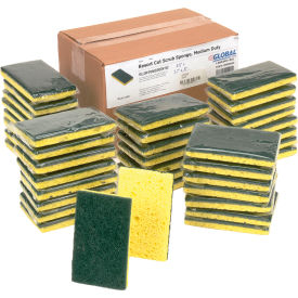 Global Industrial™ Resort Cut Scrub Sponge Yellow/Green 2.75"" x 4"" - Case of 40 Sponges