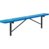 Global Industrial™ 8' Outdoor Steel Flat Bench Perforated Metal In Ground Mount Blue