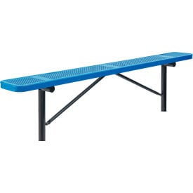Global Industrial™ 8' Outdoor Steel Flat Bench Perforated Metal In Ground Mount Blue