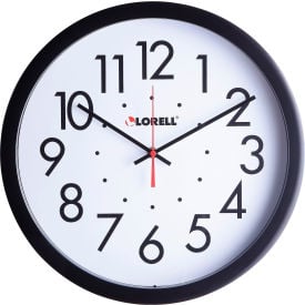 Lorell 14-1/2"" Self-Set Wall Clock Plastic Case Black