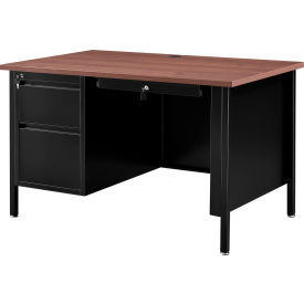 Interion® Steel Teachers Desk 48""W x 30""D Mahogany Top with Black Frame