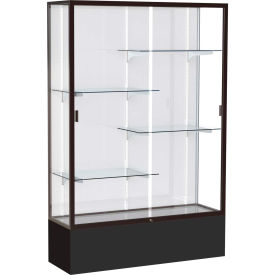 Spirit Display Case Black Base Bronze Frame White Back 48""W x 16""D x 72""H