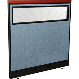 Interion® Deluxe Office Partition Panel w/Partial Window & Pass-Thru Cable 48-1/4Wx47-1/2H BLU