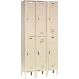 Global Industrial™ Paramount® 2-Tier 6 Door Locker 36""W x 12""D x 78""H Tan Unassembled