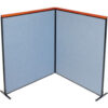 Interion® Deluxe Freestanding 2-Panel Corner Room Divider 60-1/4""W x 73-1/2""H Blue