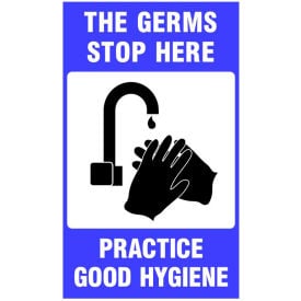 NoTrax® Germs Stop Here Safety Message Mat 3/8"" Thick 4' x 6' Blue