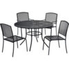 Global Industrial™ Mesh Caf Table and Chair Set 36"" Round 4 Armchairs Black