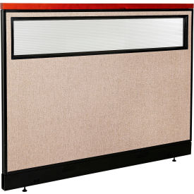 Interion® Deluxe Office Partition Panel w/Partial Window & Raceway 60-1/4""W x 47-1/2""H Tan
