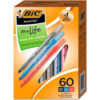 BIC® Round Stic Xtra Precision Stick Ballpoint Pen 1mm Assorted Ink/Barrel 60/Pack