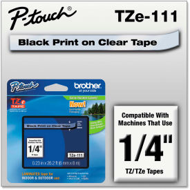 Brother® P-Touch® TZe Labeling Tape 1/4""W Black on Clear