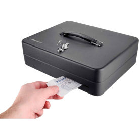 Barska CB13052 Standard Fold Out Cash Box w/ Key Lock 11-3/4""W x 9-1/4""D x 3-1/2""H Black Aluminum