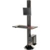 Global Industrial 81""H Stationary Floor Mount Orbit Computer Station Power Outlets Black