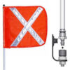 8' Heavy Duty Quick Disconnect Warning Whip w/o Light 16""x16"" Orange w/ X Rectangle Flag