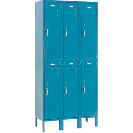 Global Industrial™ Paramount® 2-Tier 6 Door Locker 36""W x 12""D x 78""H Blue Unassembled