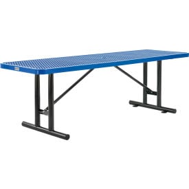Global Industrial™ 8' Rectangular Steel Outdoor Table Expanded Metal Blue